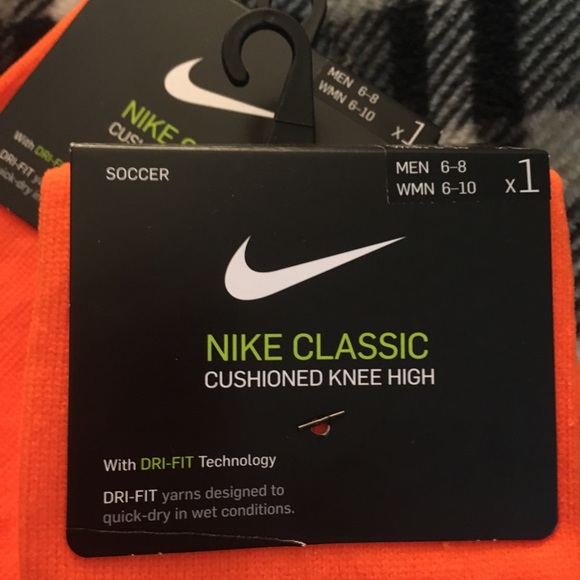 NIKE Dri-Fit knee high socks orange soccer cushion - Picture 4 of 6